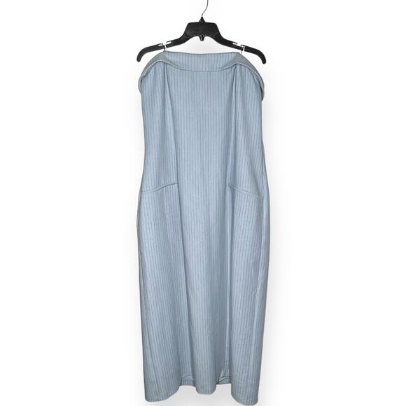 NEW $110 ABERCROMBIE Strapless Sheath Midi Dress Brunch Minimalist Blue XL Tall - Picture 3 of 13